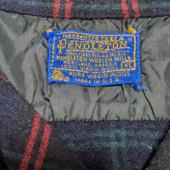 Vintage 70s Pendleton Field Shirt Button Down Plaid Red Blue Green Mens X-Large - Picture 3 of 5